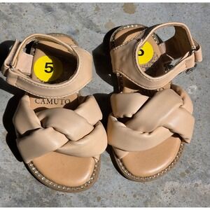 Vince Camuto Toddler Girls Braided Puffy Strap Sandals Beige Tan Size 5